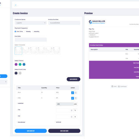 Invoicing and Billing Platform SASS