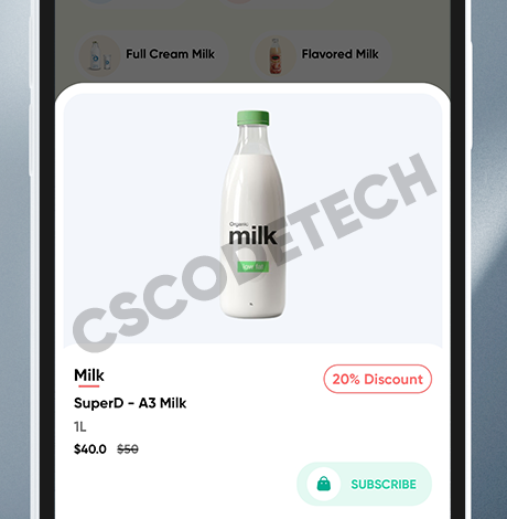 Dairy Products, Grocery, Daily Milk Delivery Mobile App with Subscription | Customer & Delivery App